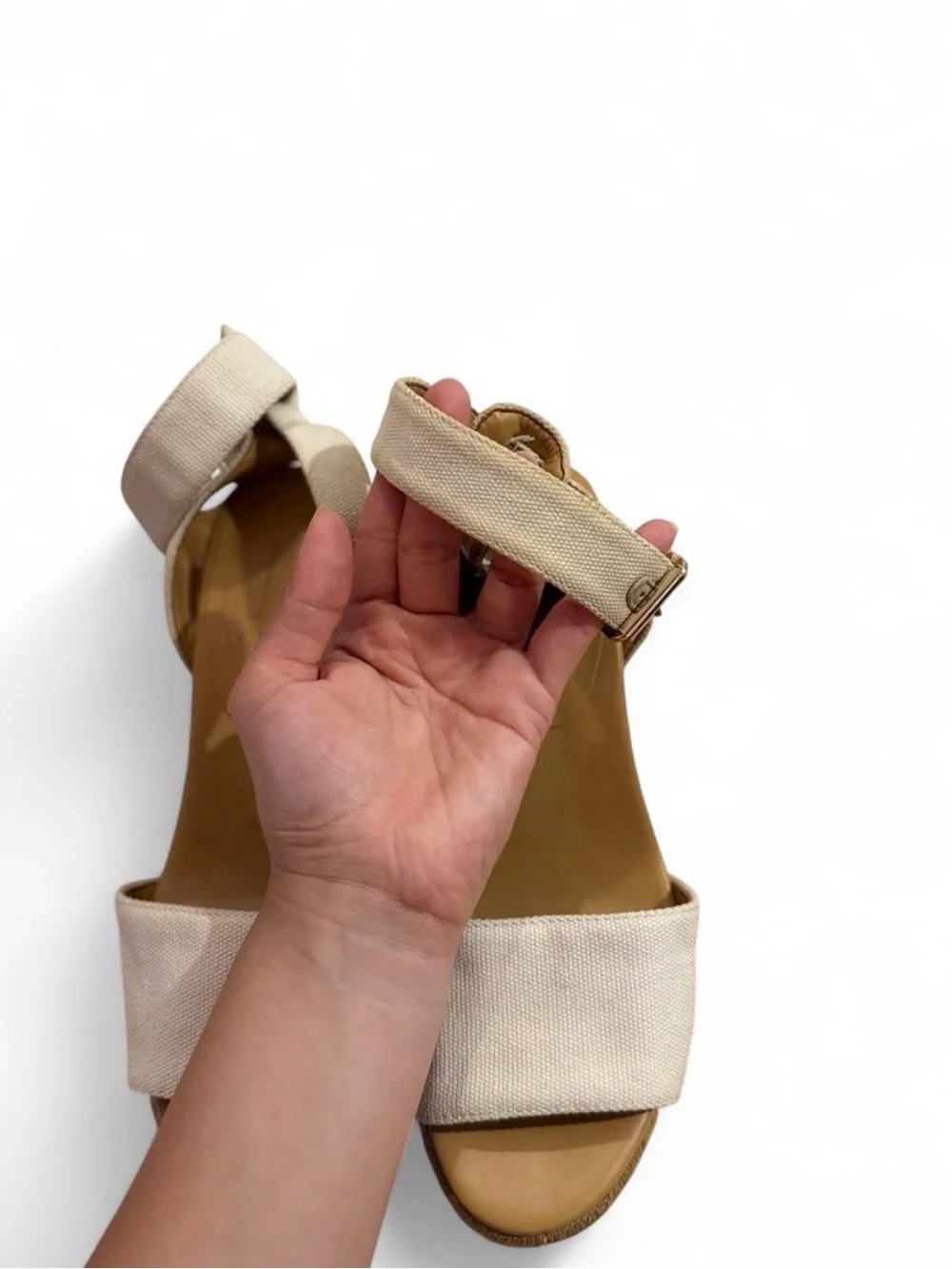 J. Crew Cream Canvas Espadrille Wedge Sandals